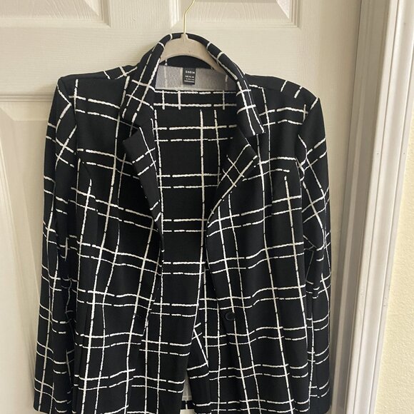 Shein 3-Piece Black & White Checkered Pantsuit – Women’s Modern Power Look - Picture 1 of 13